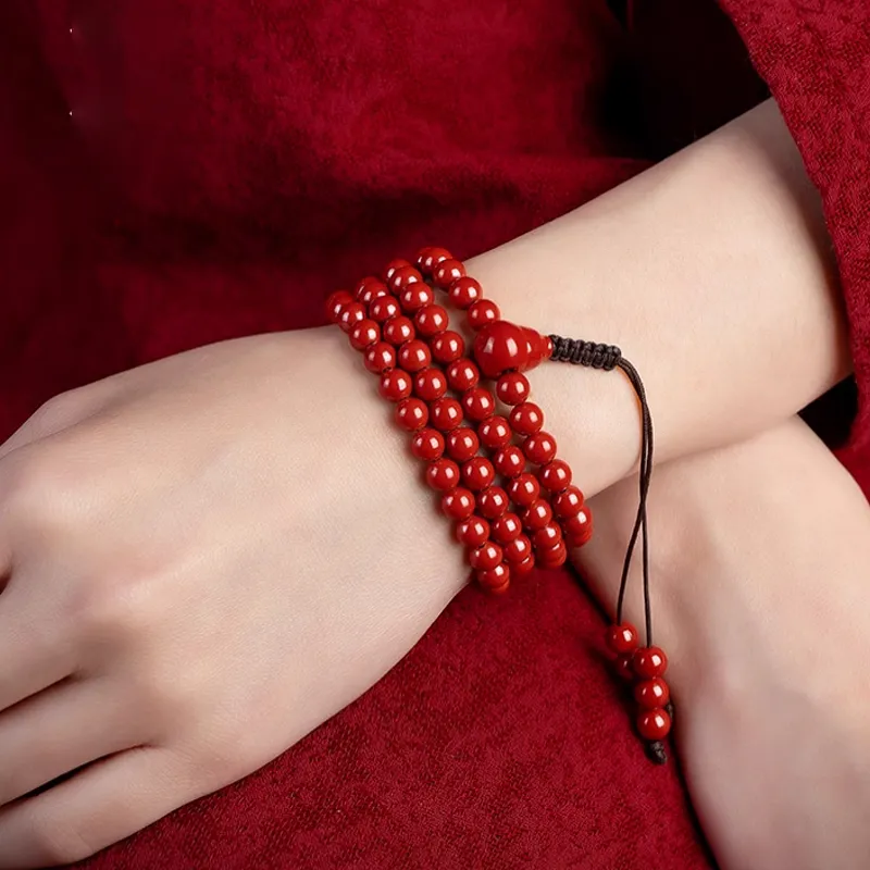 Moon Jewelry Reconstructed Cinnabar Bracelets Unisex-7