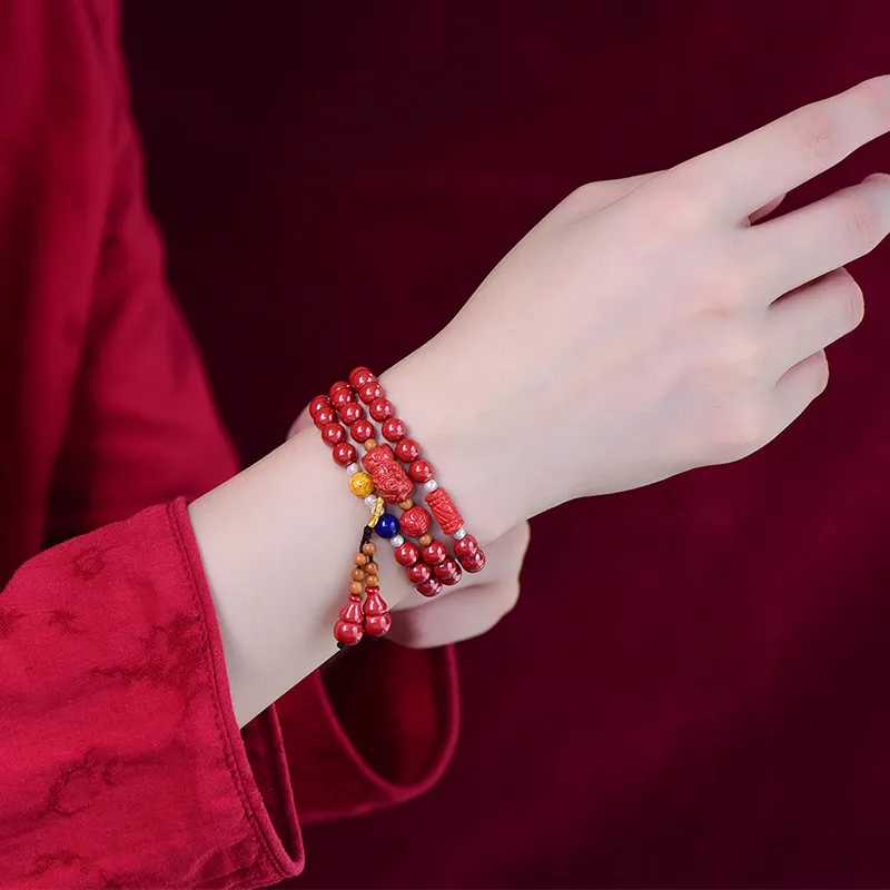 Moon Jewelry Reconstructed Cinnabar Bracelets Unisex-2