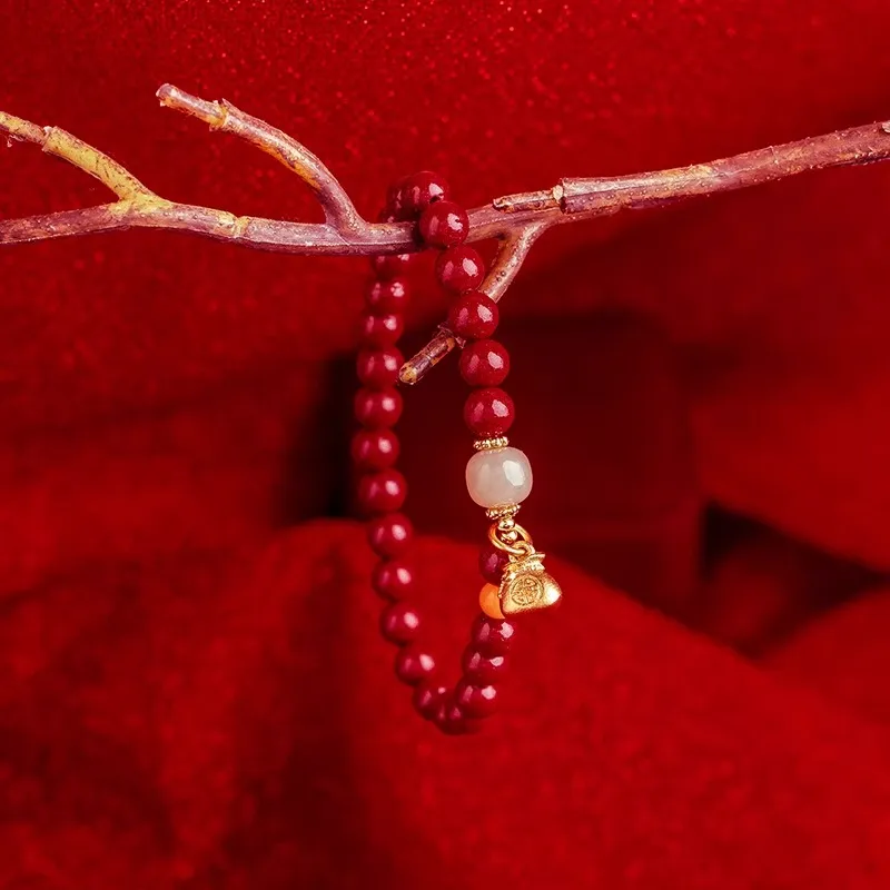 Moon Jewelry Reconstructed Cinnabar Bracelets Unisex-3