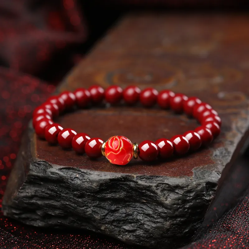 Moon Jewelry Reconstructed Cinnabar Bracelets Unisex-7