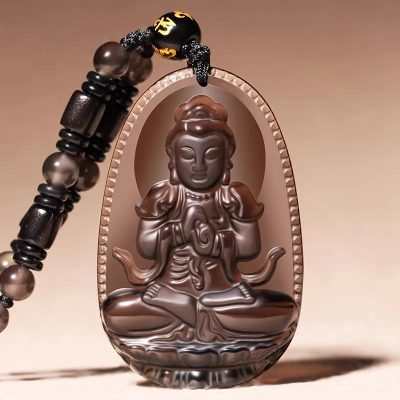 Moon Jewelry Natural Obsidian Necklaces Unisex-14