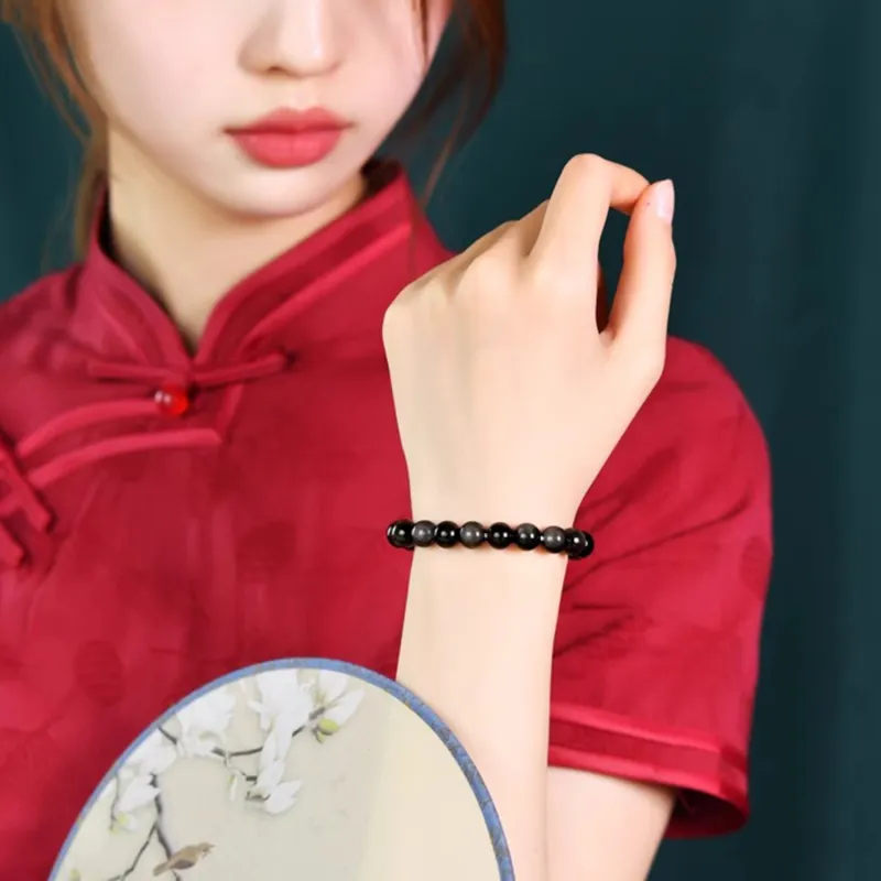 Moon Jewelry Natural Obsidian Bracelets Unisex-1