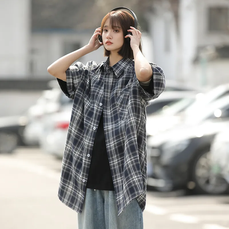 ROBINHOOD Shirt Unisex Navy Blue Plaid-2
