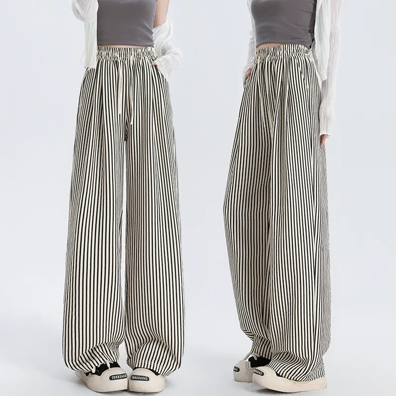 ROBINHOOD Casual Pants Women's Black White Pattern-1
