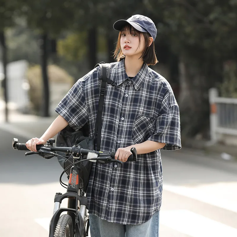 ROBINHOOD Shirt Unisex Navy Blue Plaid-5