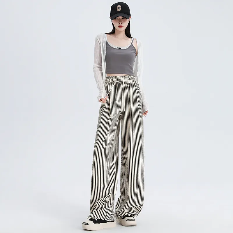 ROBINHOOD Casual Pants Women's Black White Pattern-2