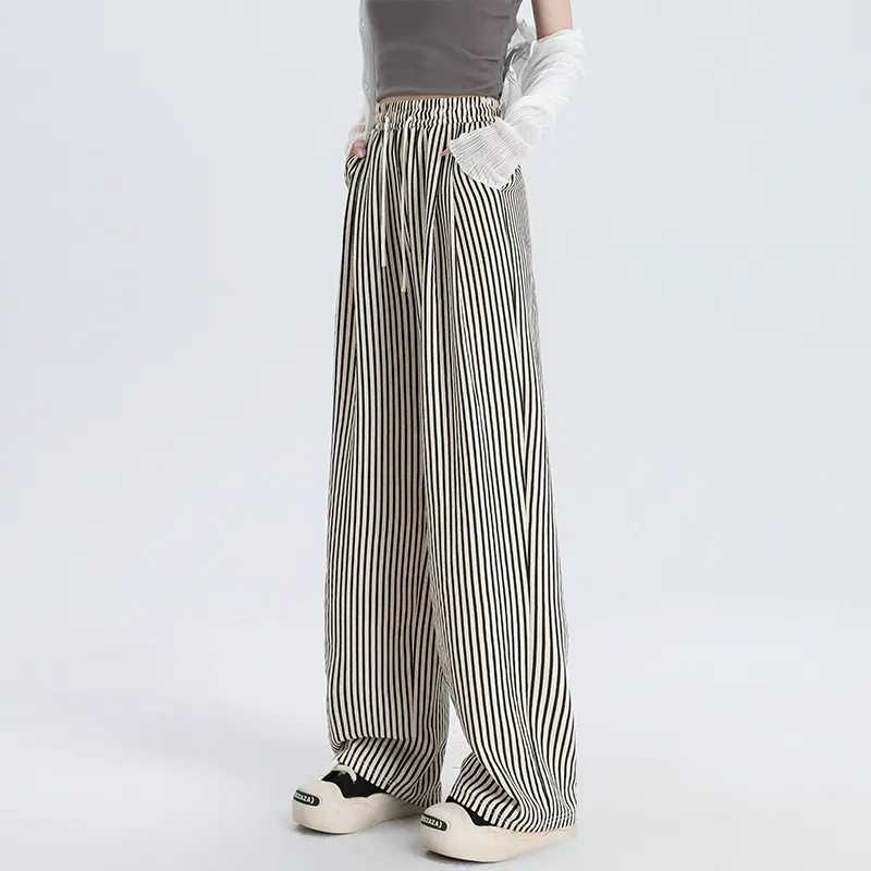 ROBINHOOD Casual Pants Women's Black White Pattern-3