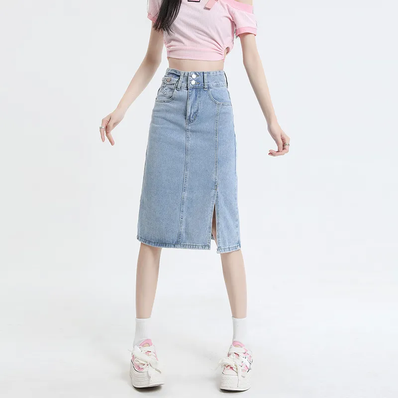 Concubine Zhu Denim Long Skirt Women's Black-9