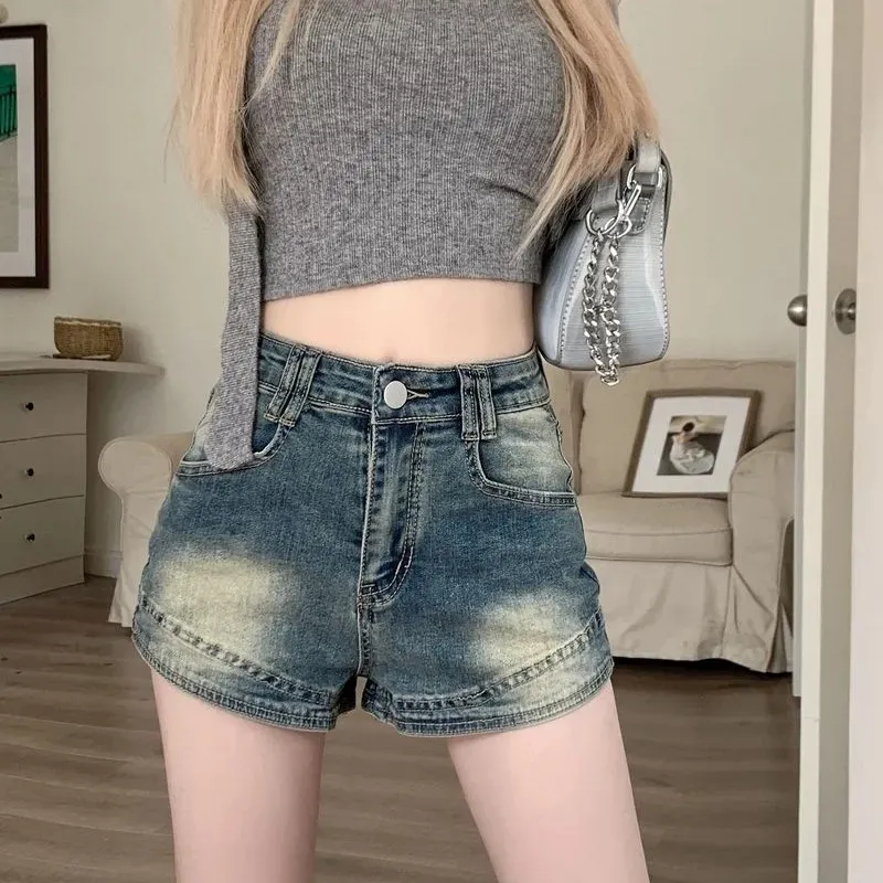 Concubine Zhu Denim Shorts Women's Vintage Blue-4