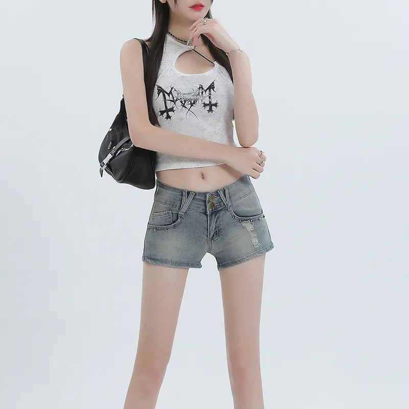 Concubine Zhu Denim Shorts Women's Nai Blue-2