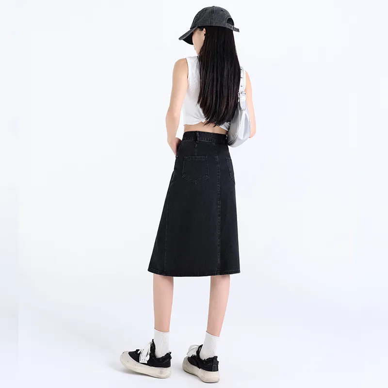Concubine Zhu Denim Dress Women's Black Gray-1