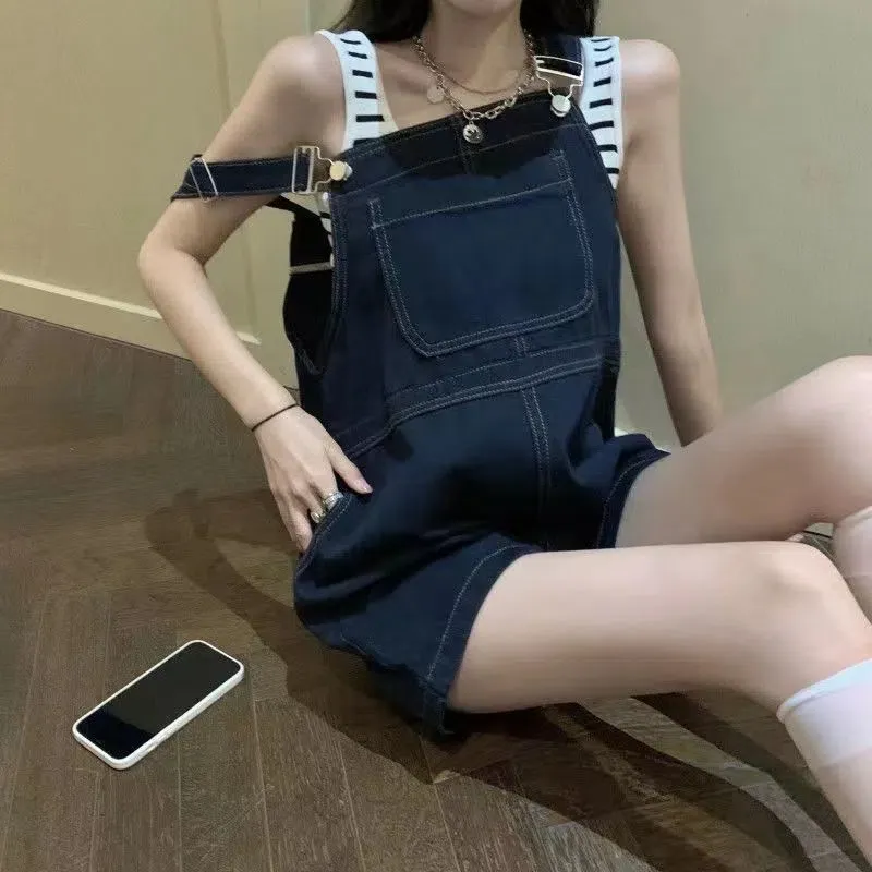 Concubine Zhu Overalls Women's Light Blue Black-6