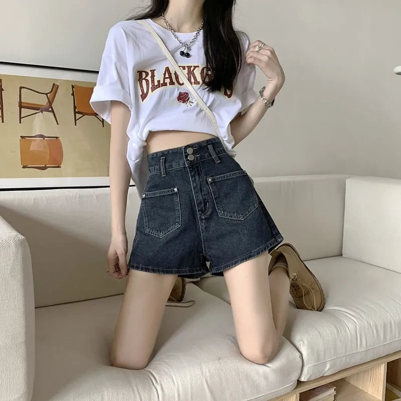 Concubine Zhu Denim Shorts Women's Vintage Blue-4