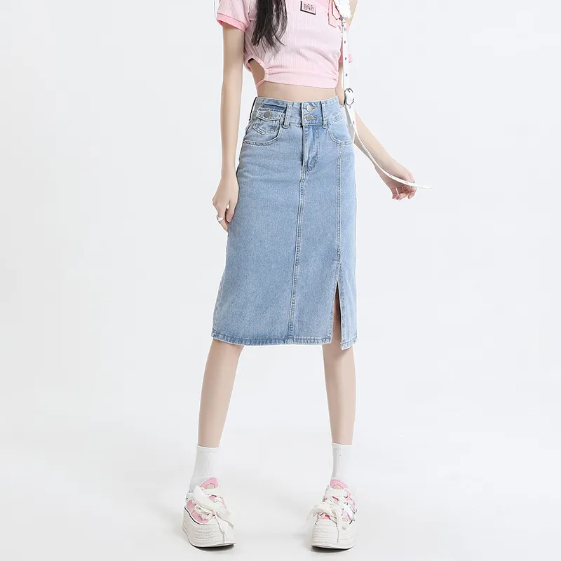 Concubine Zhu Denim Long Skirt Women's Black-5