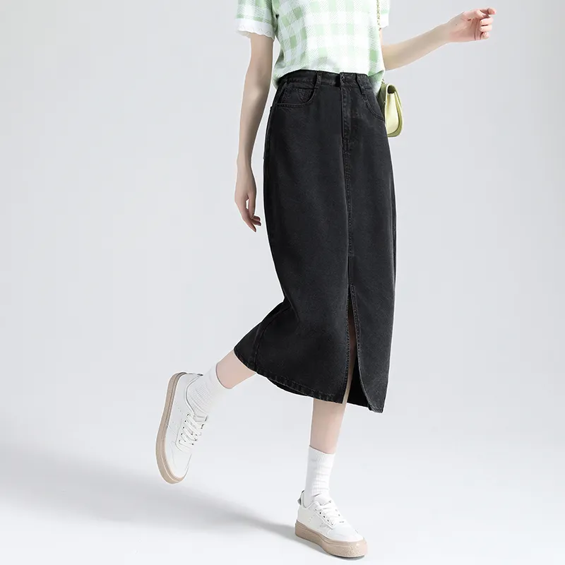 Concubine Zhu Denim Long Skirt Women's Black-2