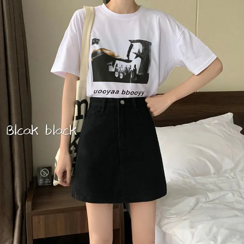 Concubine Zhu Denim Short Skirts Women's Black-4