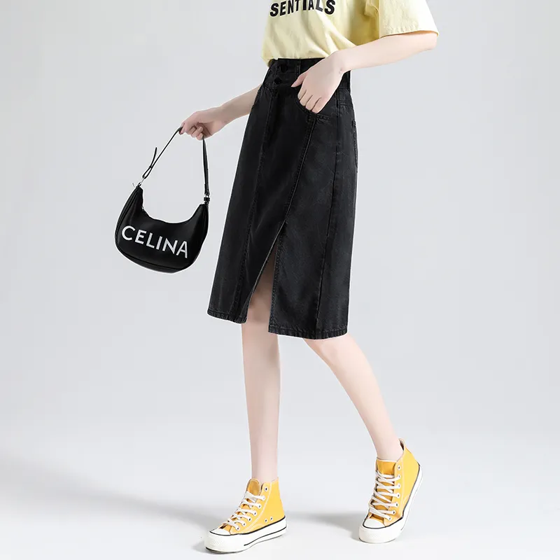 Concubine Zhu Denim Long Skirt Women's Black-2