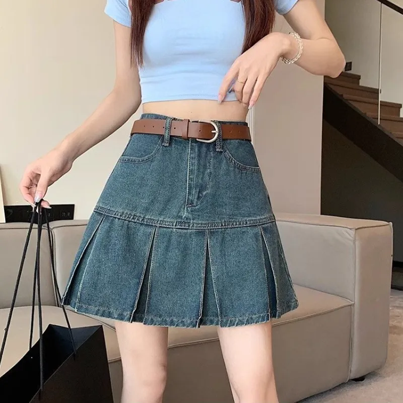 Concubine Zhu Denim Short Skirts Women's Blue-2