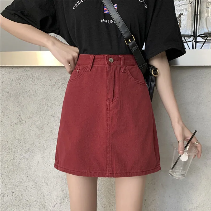Concubine Zhu Denim Short Skirts Women's Black-11