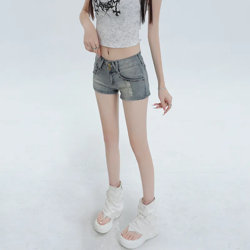Concubine Zhu Denim Shorts Women's Nai Blue-3