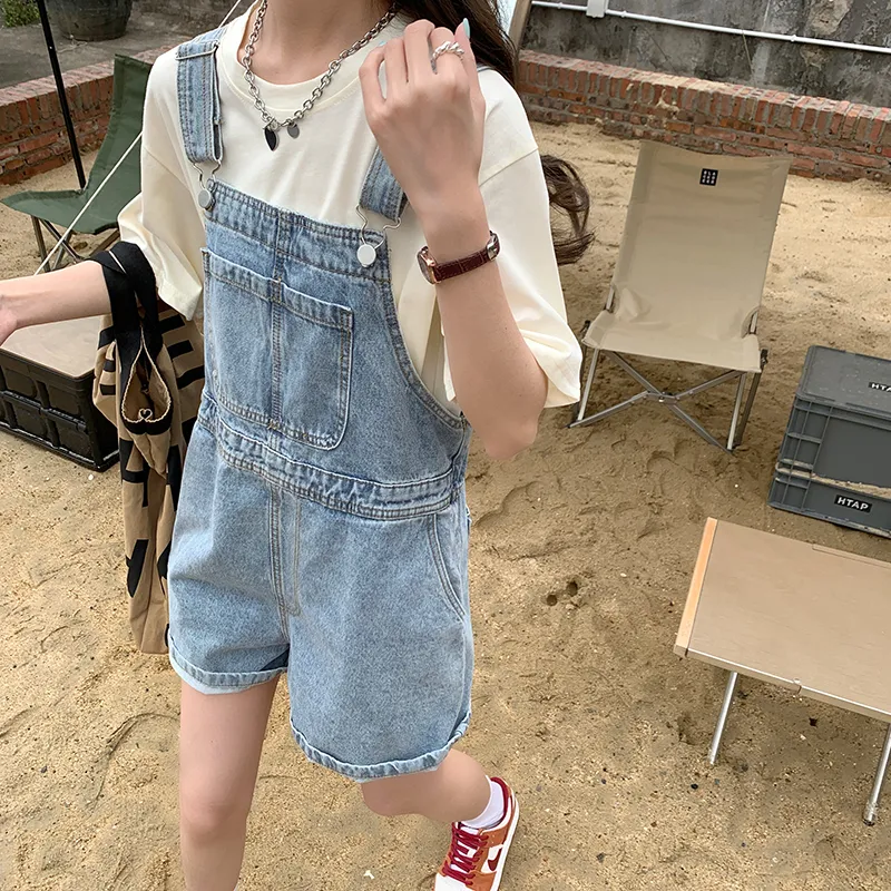 Concubine Zhu Overalls Women's Light Blue Black-1