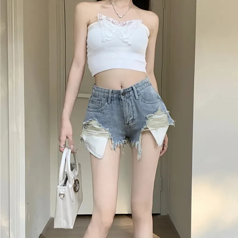 Concubine Zhu Denim Shorts Women's Vintage Blue-4