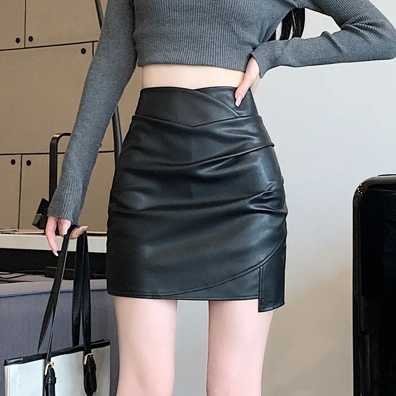 Concubine Zhu Leather Short Skirts Women's-5