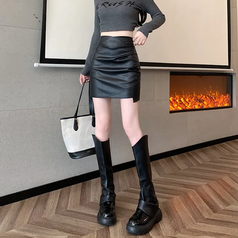 Concubine Zhu Leather Short Skirts Women's-4