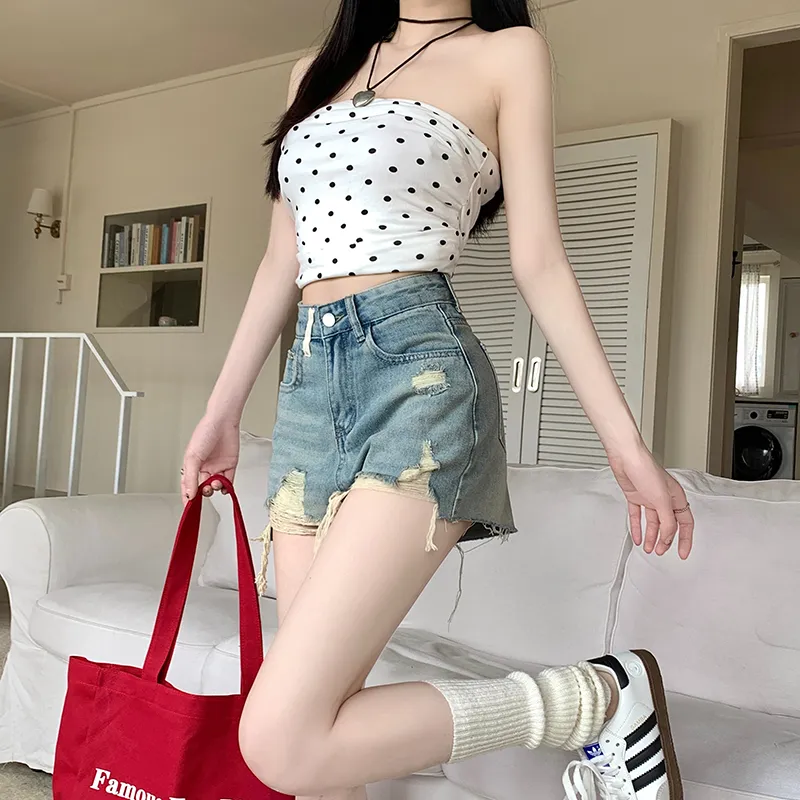 Concubine Zhu Denim Shorts Women's Light Blue-5