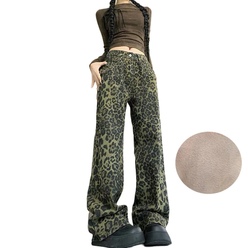 Concubine Zhu Jeans Women's Leopard Print-1