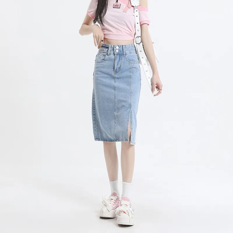 Concubine Zhu Denim Long Skirt Women's Black-6