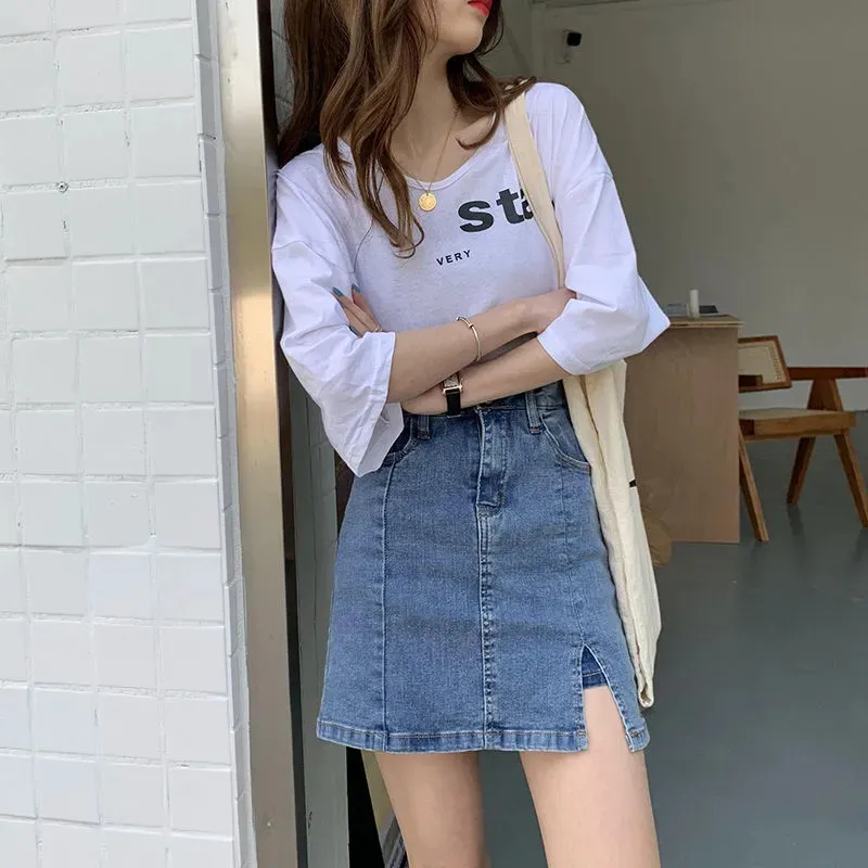 Concubine Zhu Denim Short Skirts Women's Blue-2