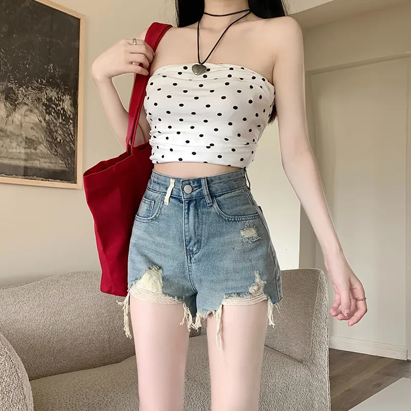 Concubine Zhu Denim Shorts Women's Light Blue-2
