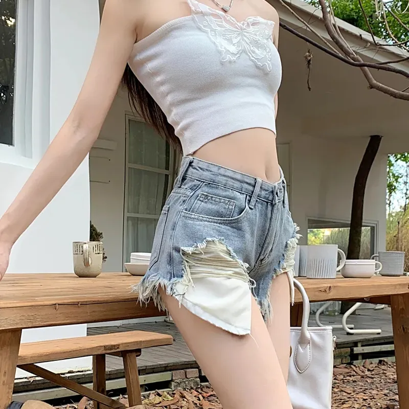 Concubine Zhu Denim Shorts Women's Vintage Blue-3