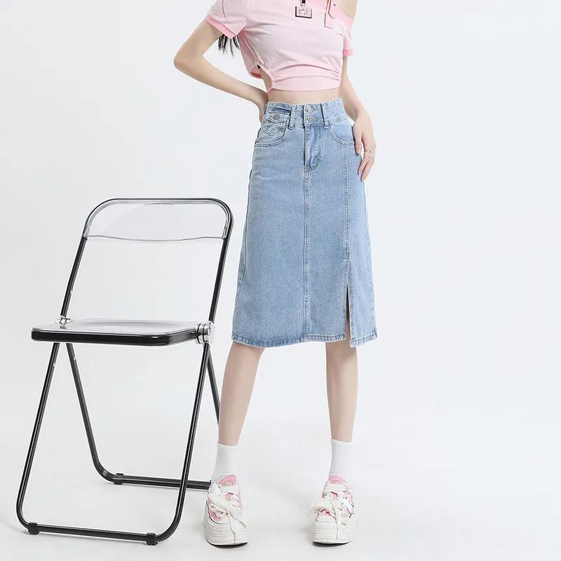 Concubine Zhu Denim Long Skirt Women's Black-8
