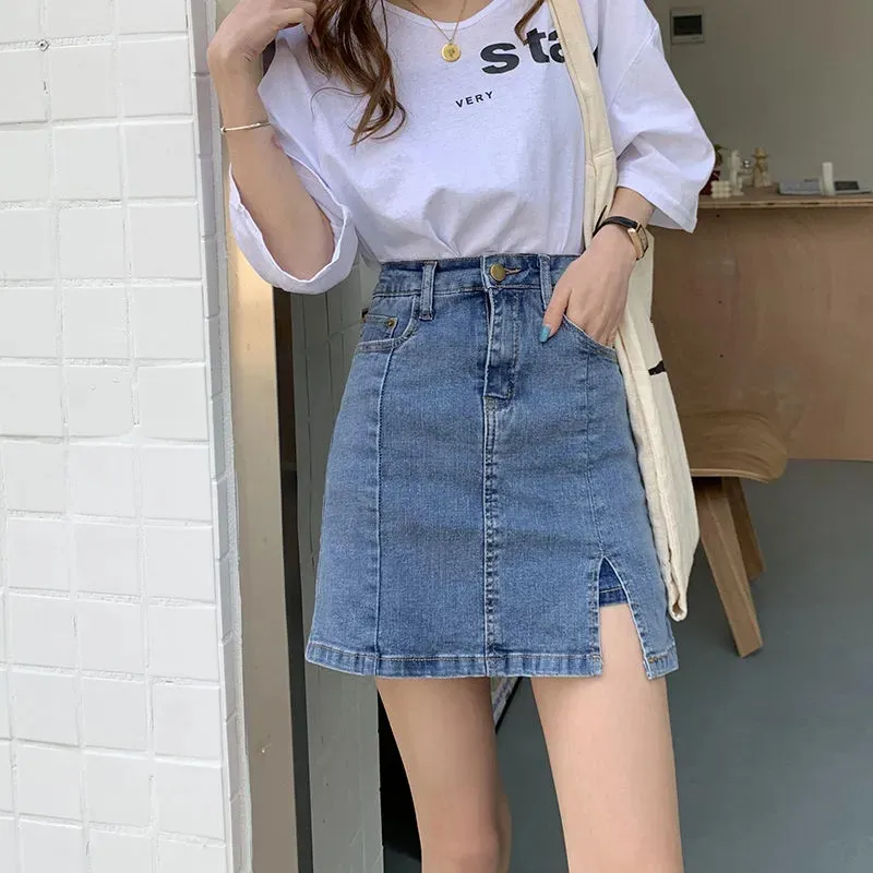 Concubine Zhu Denim Short Skirts Women's Blue-3