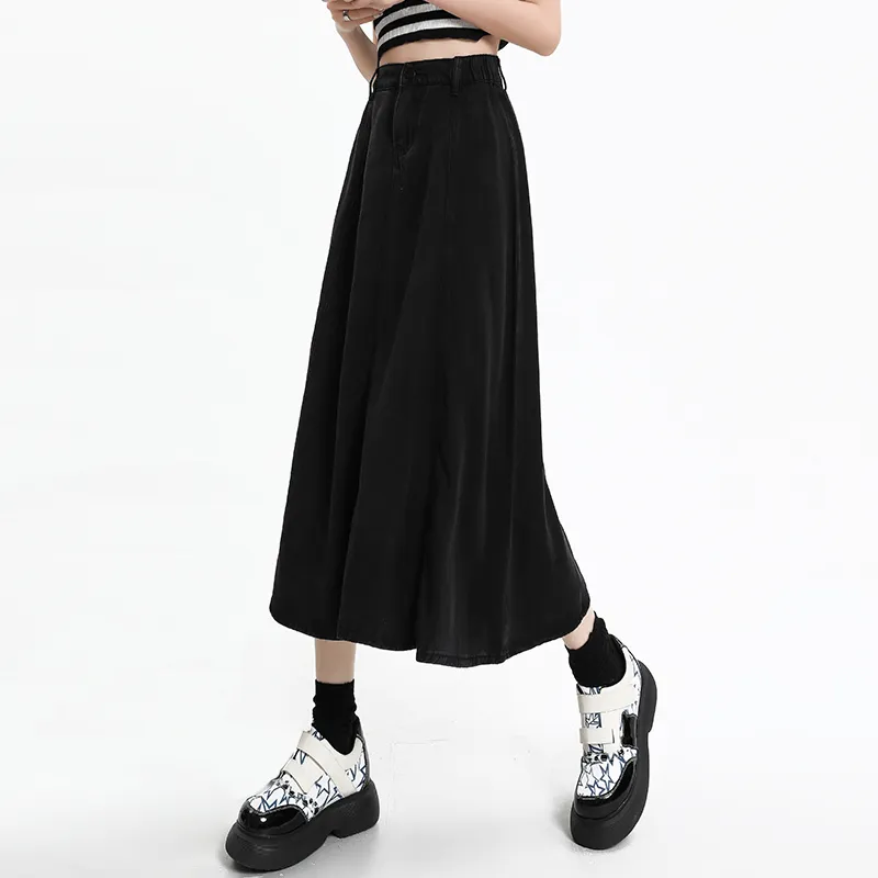 Concubine Zhu Denim Long Skirt Women's Black-3