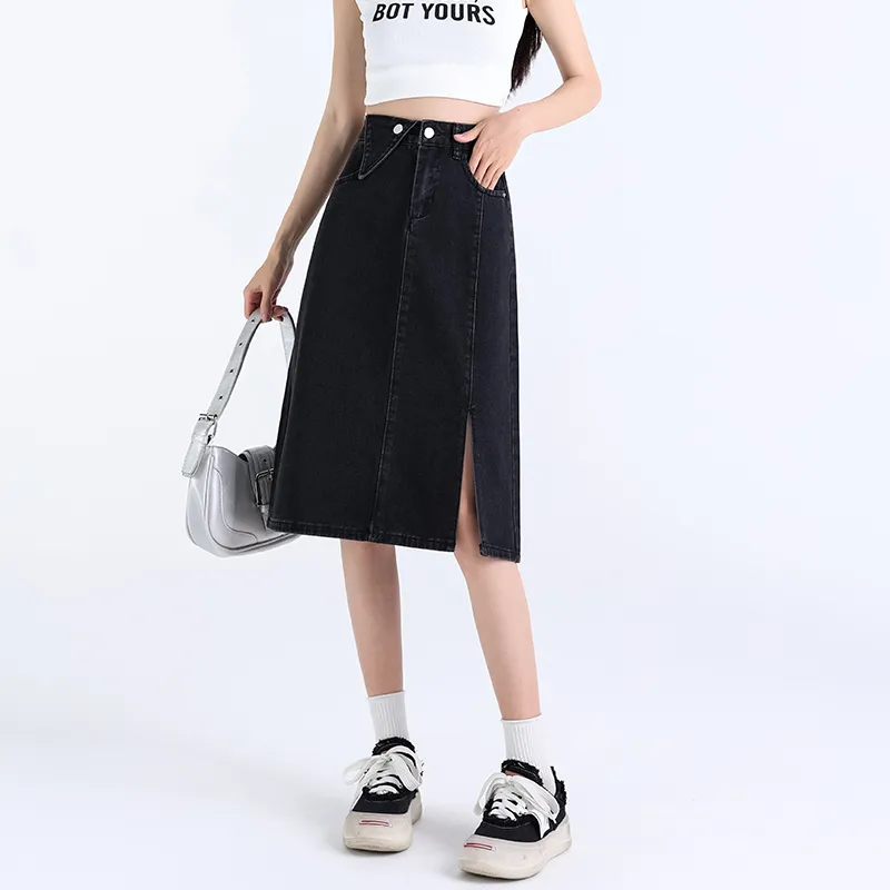 Concubine Zhu Denim Dress Women's Black Gray-2