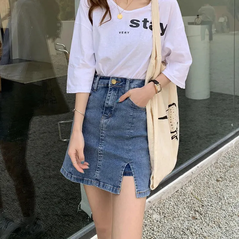 Concubine Zhu Denim Short Skirts Women's Blue-5