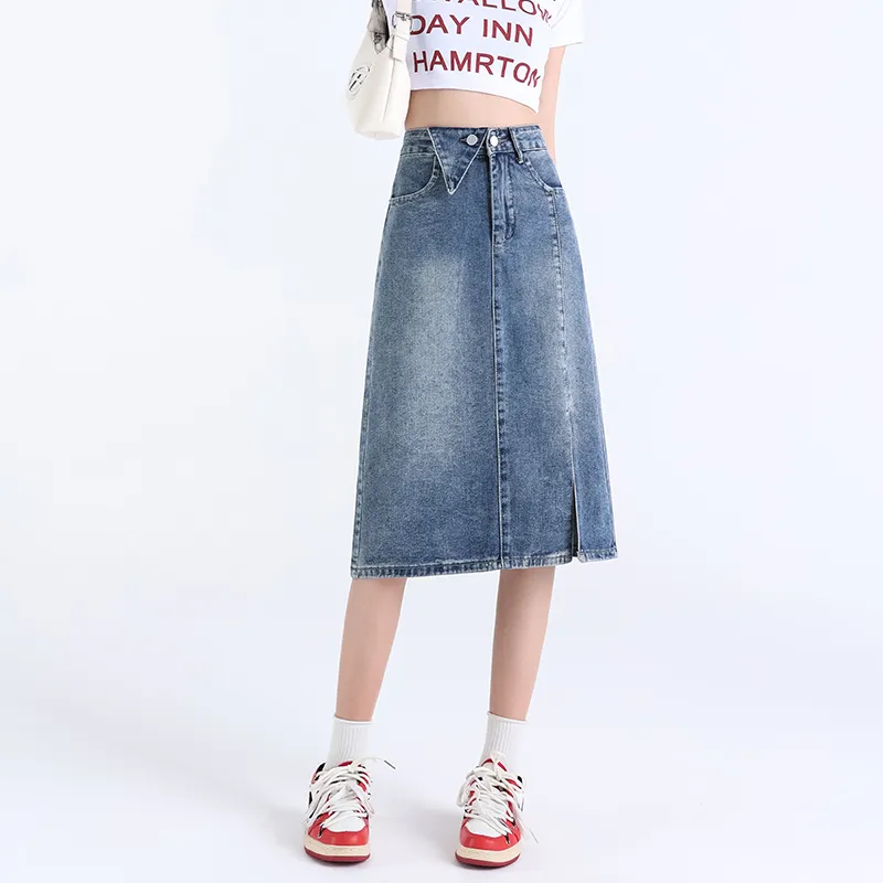 Concubine Zhu Denim Dress Women's Black Gray-4