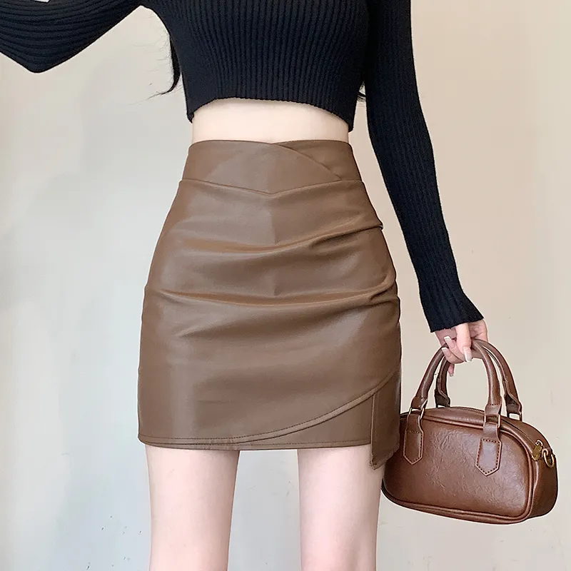 Concubine Zhu Leather Short Skirts Women's-14