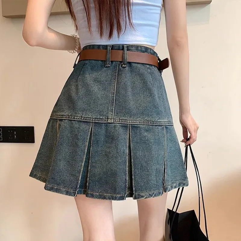 Concubine Zhu Denim Short Skirts Women's Blue-3