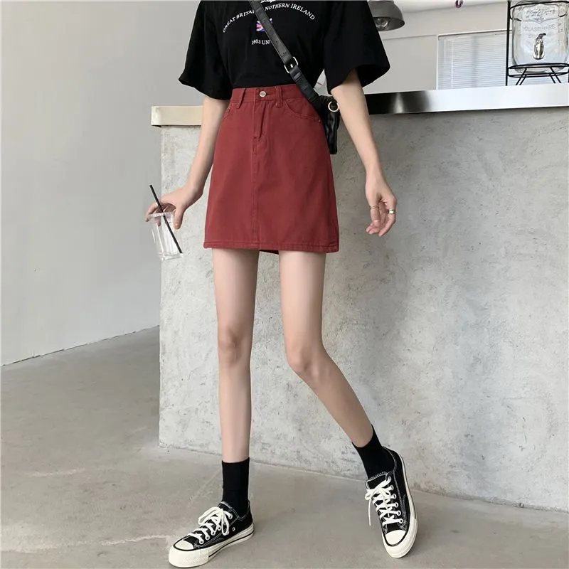 Concubine Zhu Denim Short Skirts Women's Black-13