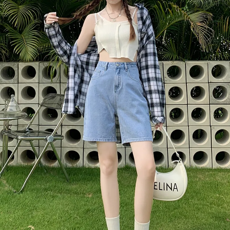 Concubine Zhu Denim Shorts Women's Light Blue-2