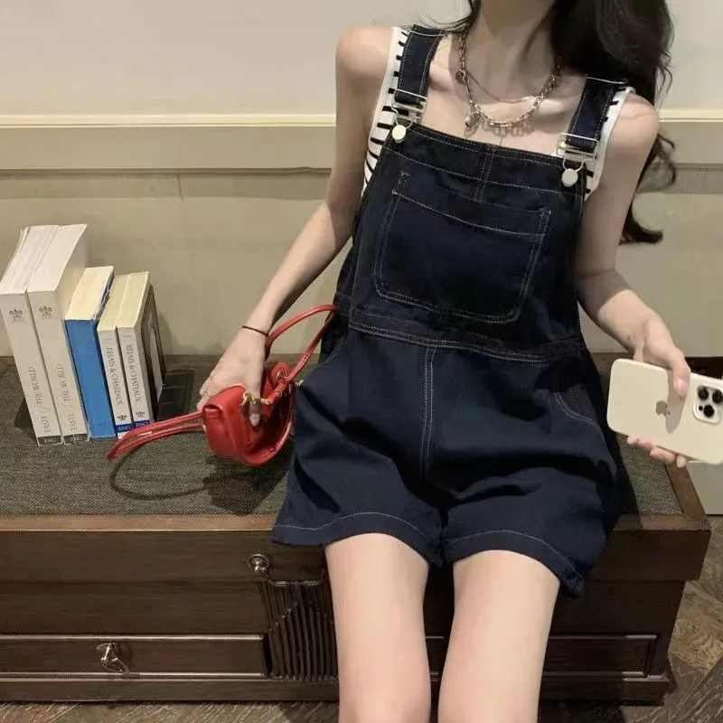 Concubine Zhu Overalls Women's Light Blue Black-5
