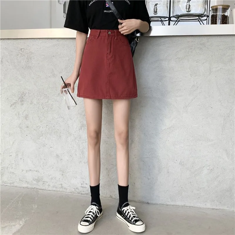 Concubine Zhu Denim Short Skirts Women's Black-14