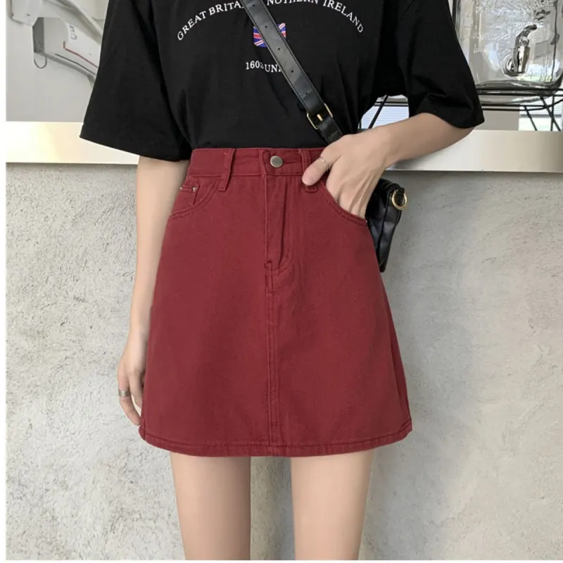 Concubine Zhu Denim Short Skirts Women's Black-15