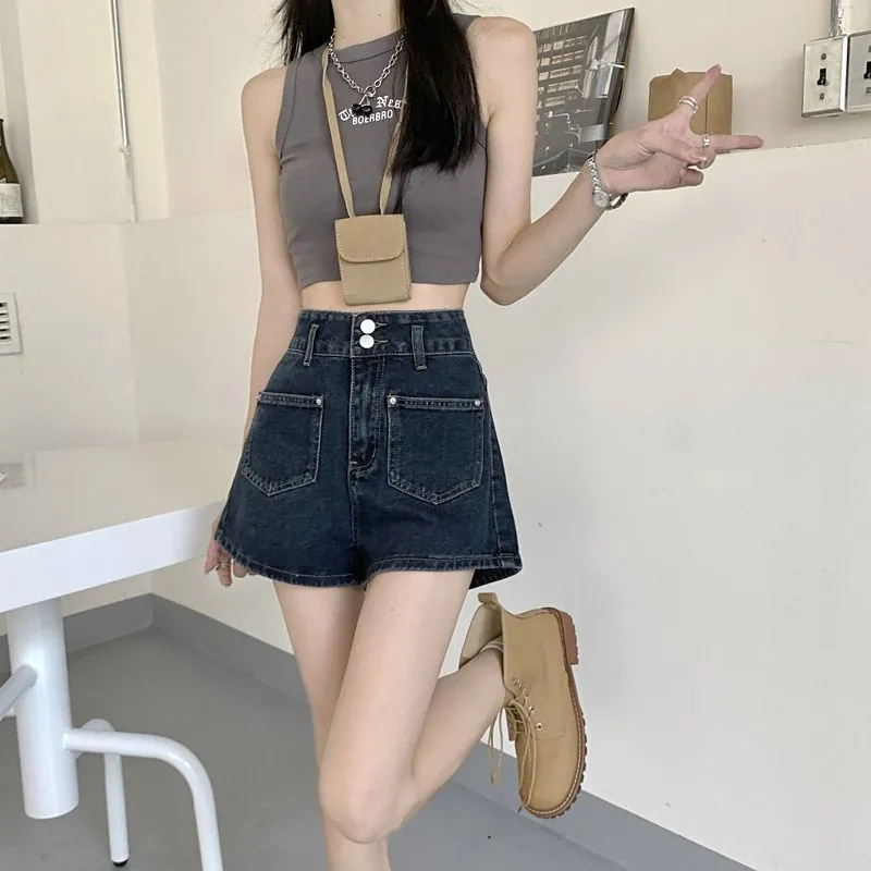 Concubine Zhu Denim Shorts Women's Vintage Blue-3