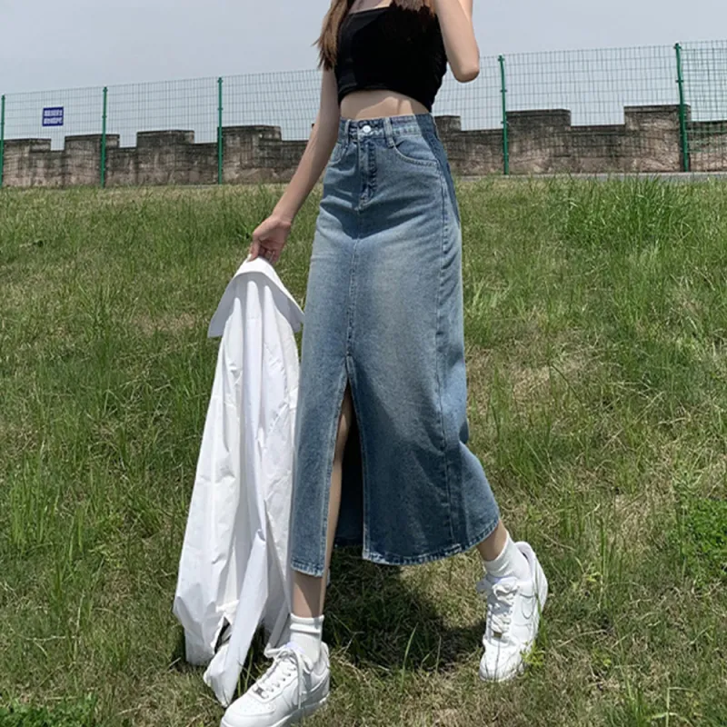 Concubine Zhu Denim Long Skirt Women's Black-8