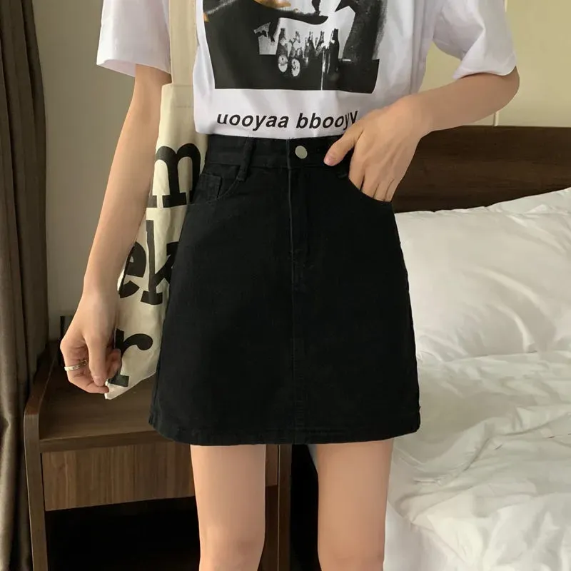 Concubine Zhu Denim Short Skirts Women's Black-6